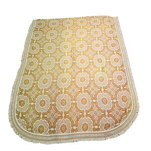 Vintage Fieldcrest Double Bedspread 54"x75" Cotton Yellow gold White Floral orna